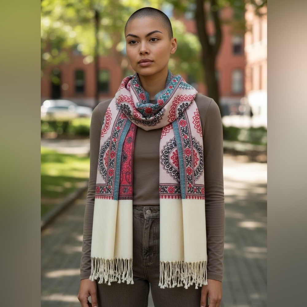 Colorful Patterned wool Scarf/shawl